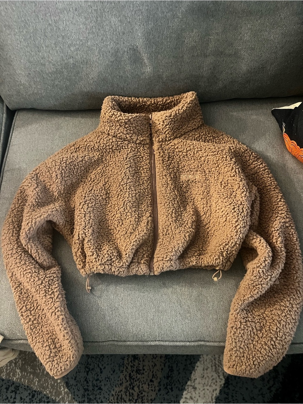 SKIMS NWOT Cropped Teddy Zip-Up Jacket in Camel